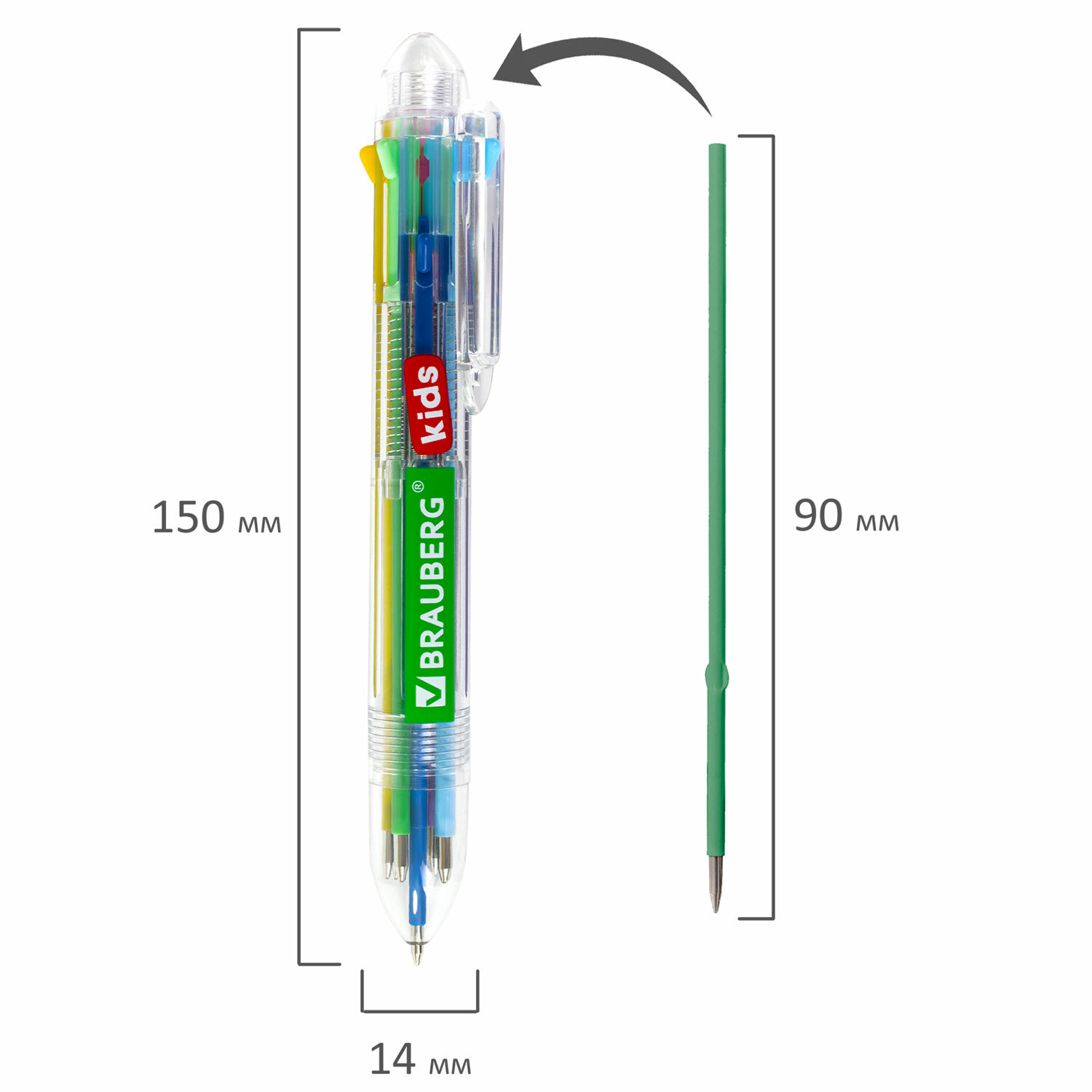 Ручка многоцветная Brauberg шариковая автоматическая 8 цветов - фото 11