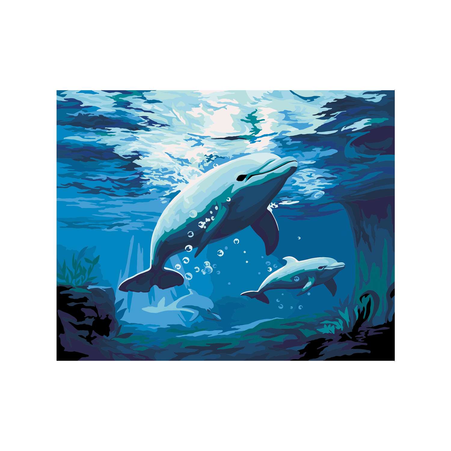 Картина по номерам Art sensation холст на подрамнике 40х50 см Дельфины - фото 2