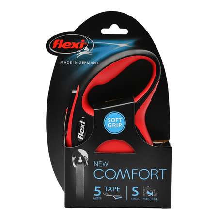 Рулетка Flexi New Comfort S лента 5м до 15кг Черный-Красный