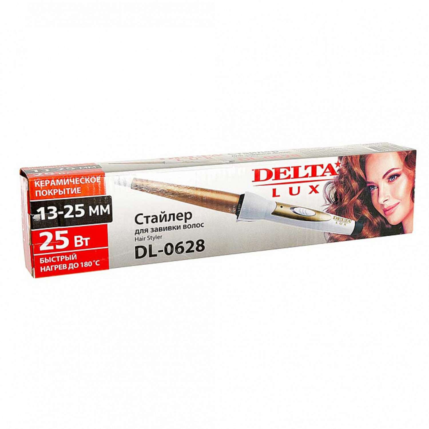 Стайлер для завивки волос Delta Lux DL-0628 белый с золотым керамическое покрытие d13 мм 25 Вт - фото 3