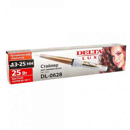 Стайлер для завивки волос Delta Lux DL-0628 белый с золотым керамическое покрытие d13 мм 25 Вт