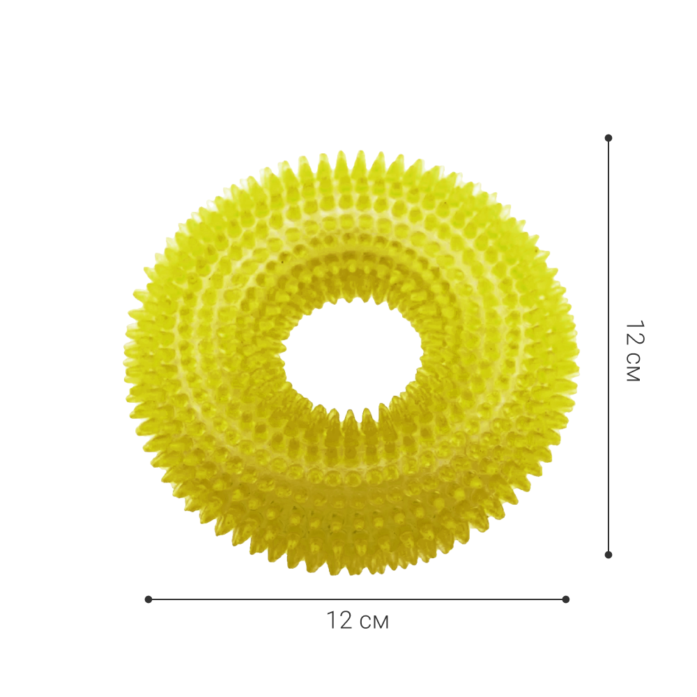 Игрушка Кольцо-кристал ZDK ZooWell Play с пищалкой желтая для собак 12см - фото 7