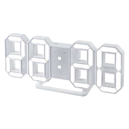 LED часы-будильник Perfeo LUMINOUS белый корпус белая подсветка PF-663