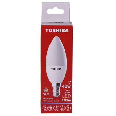 Лампа светодиодная Toshiba 5 Вт Е14 40W свеча C35 4000 K нейтральный свет 220В матовая