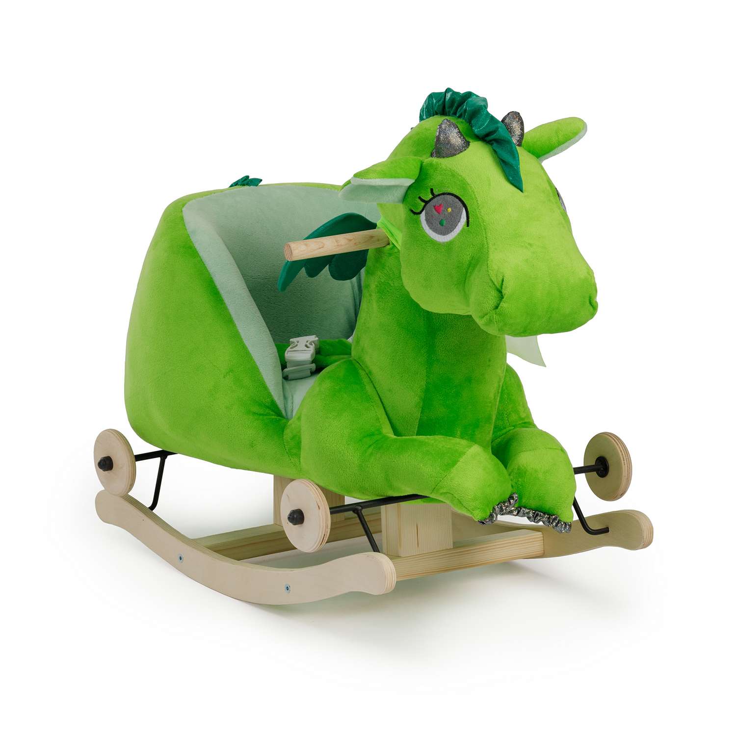 Качалка Тутси мягкая Дракон Драго с колесиками зеленый - фото 3