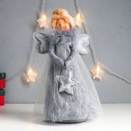 Кукла интерьерная Зимнее волшебство «Ангелочек в сером платье со звёздочкой» пух 37 5х11 5х18 см