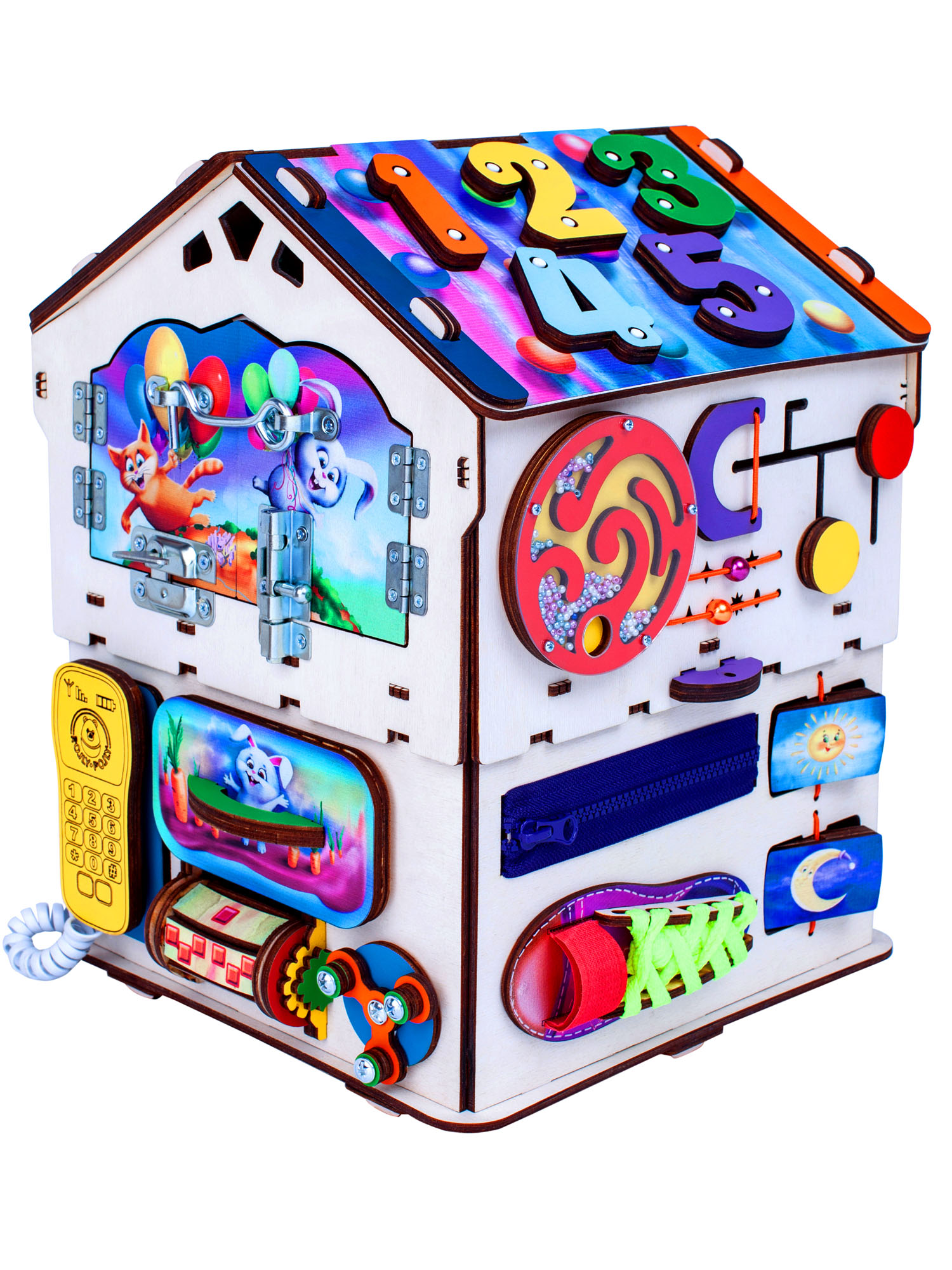 Бизиборд Jolly Kids развивающий бизидом и куб 2 в 1 со светом - фото 4