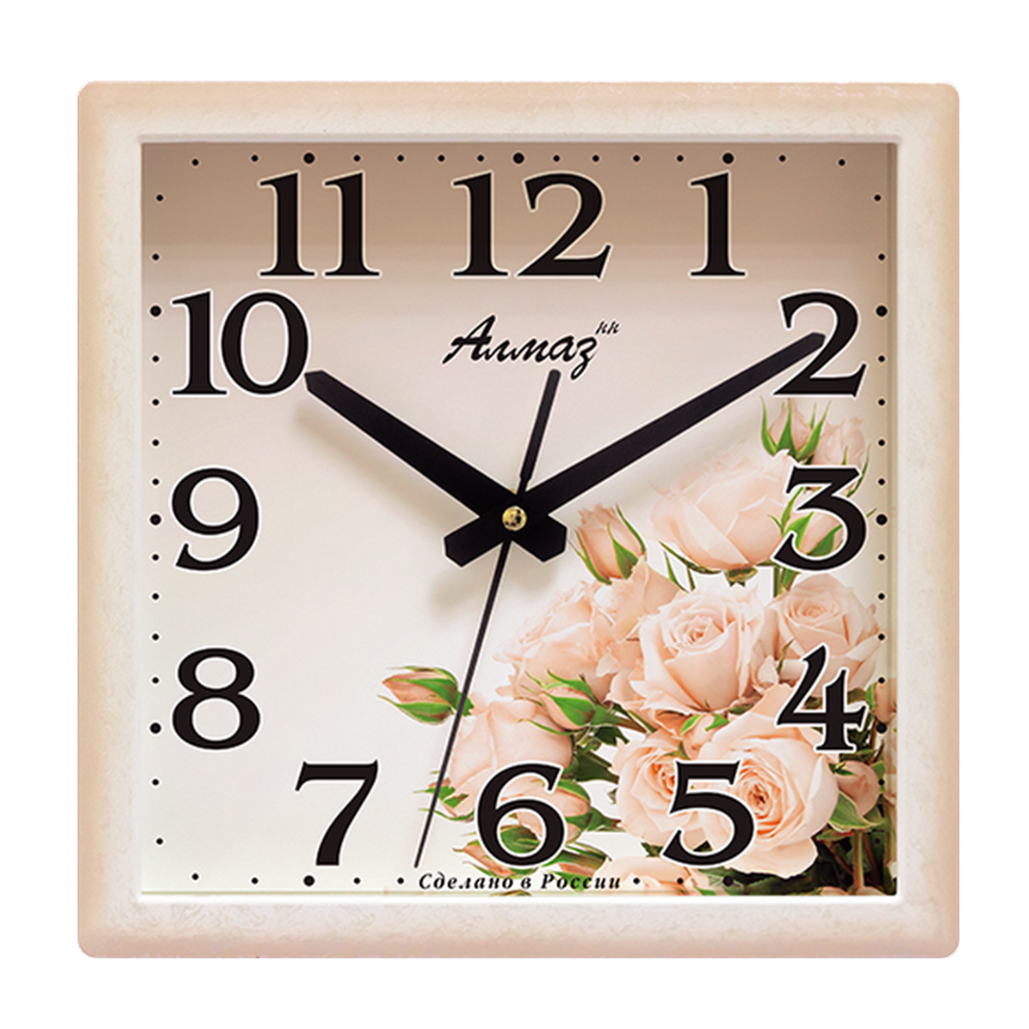 Часы настенные АлмазНН квадратные бежево-белые 22.5 см - фото 1