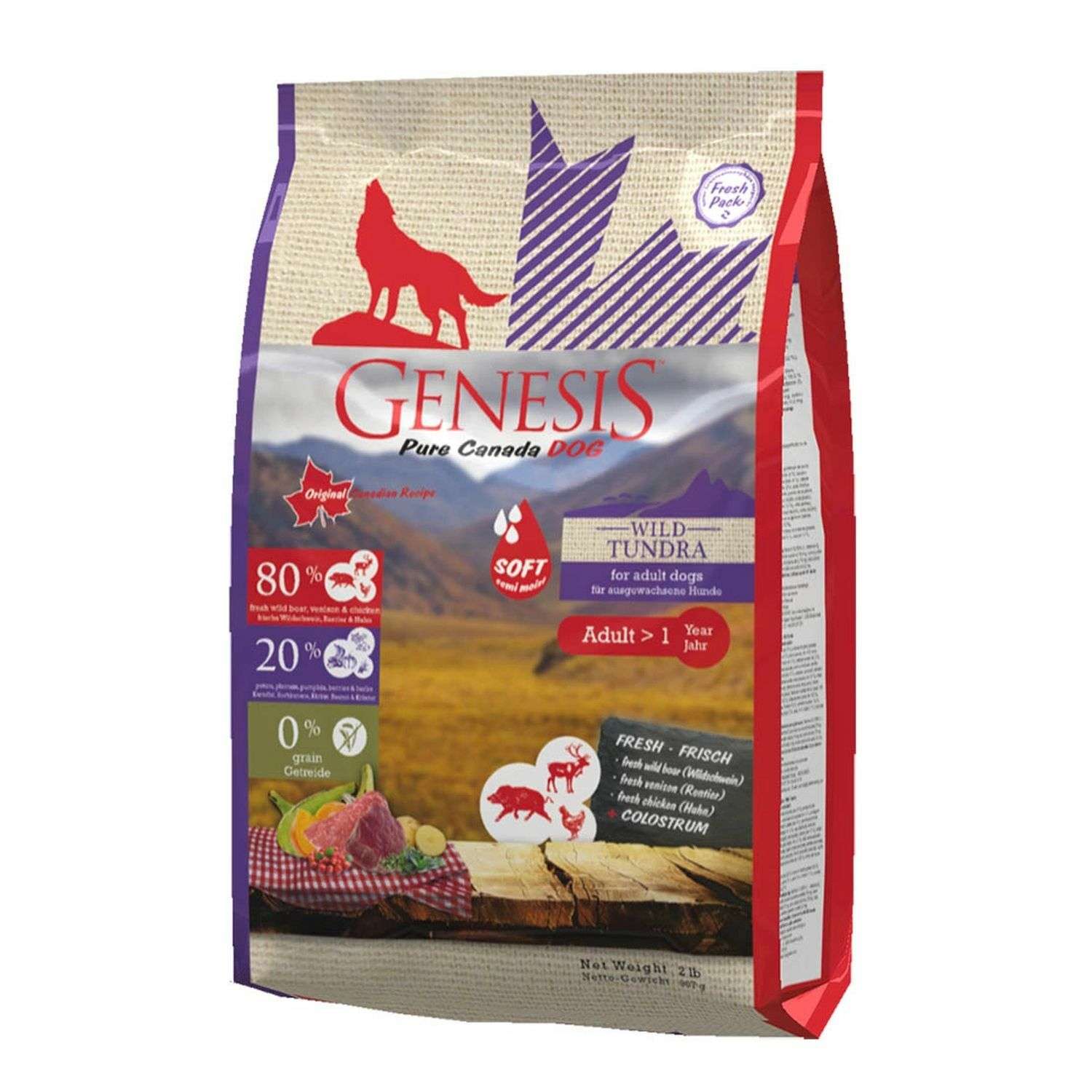 Корм для собак Genesis Pure Canada Wild Taiga Soft с мясом дикого кабана северного оленя и курицы 907г - фото 1