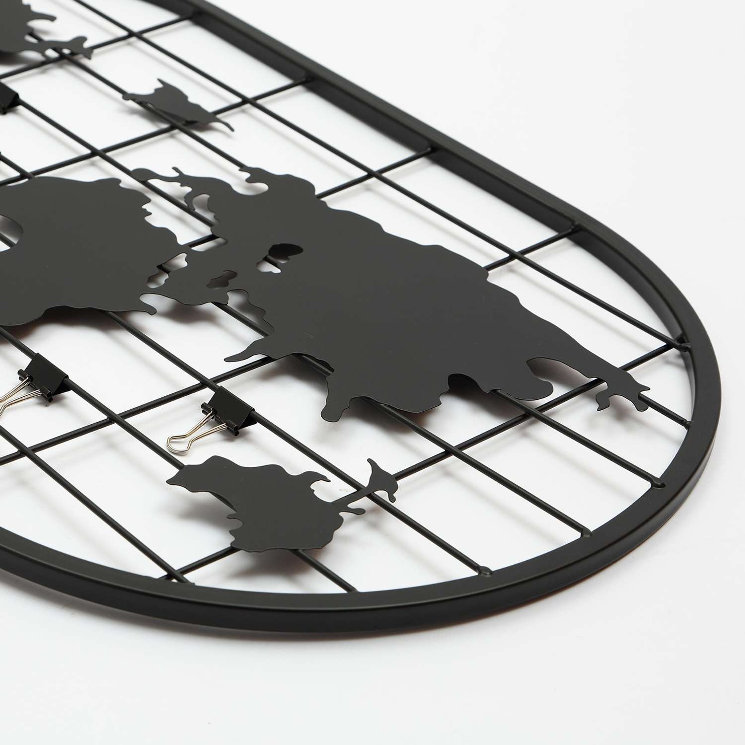 Панно из металла A+T Decor Карта мира с зажимами в комплекте 60х35х1 см - фото 2