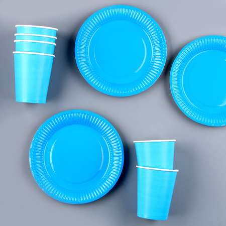 Набор бумажной посуды Страна карнавалия 6 тарелок 6 стаканов цвет голубой