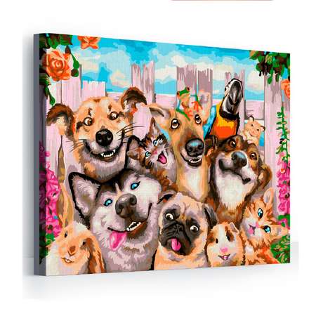 Картина по номерам ARTOP Собаки-улыбаки 40х50 см