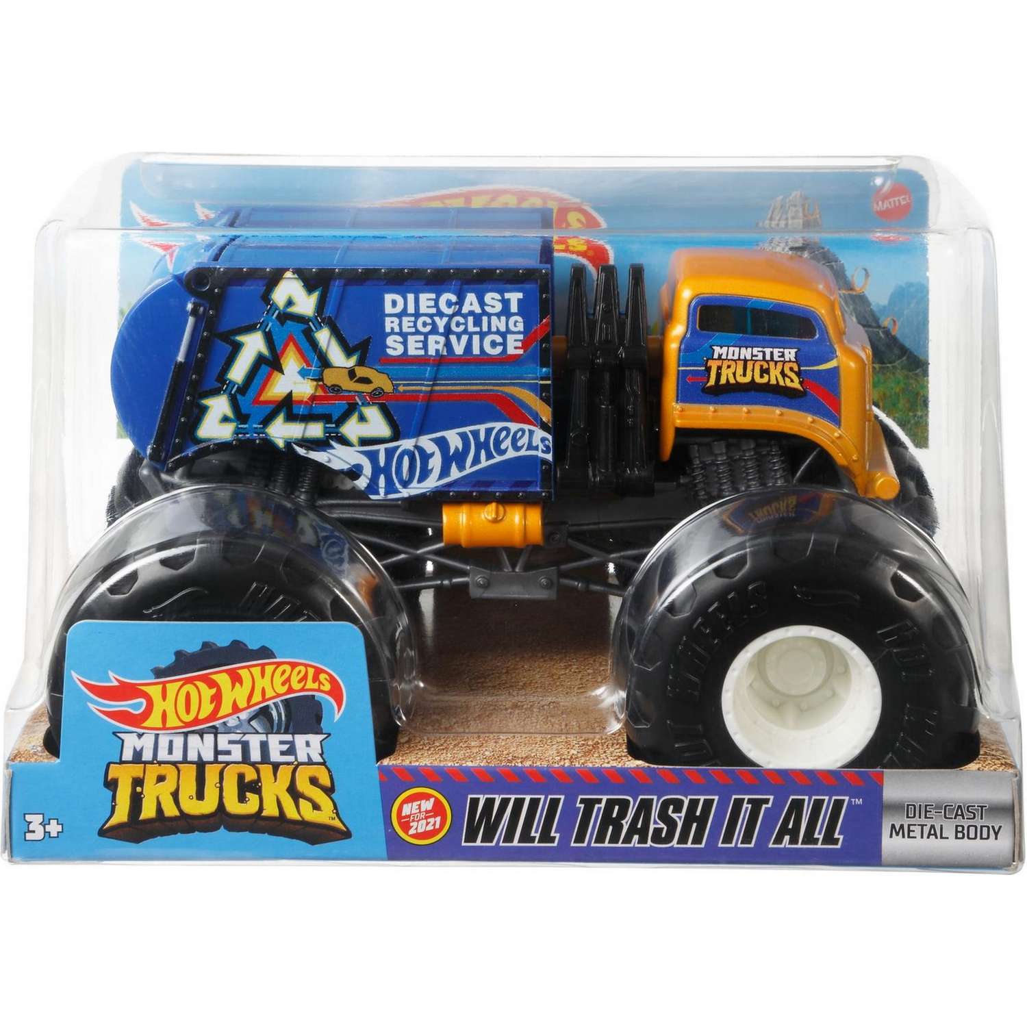 Машинка Hot Wheels Monster Trucks большой Вилл Трэш Ит Олл GTJ43 FYJ83 - фото 2
