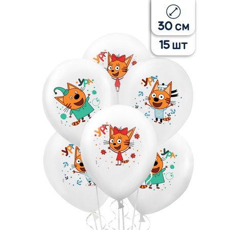 Воздушные шары Riota Три кота белые 30 см 15 шт