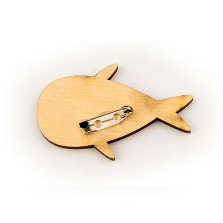 Значок деревянный Символик Рыбка желтая
