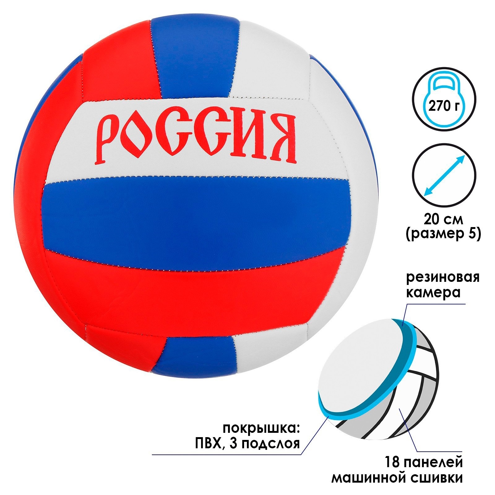 Мяч ONLITOP волейбольный «Россия». - фото 1