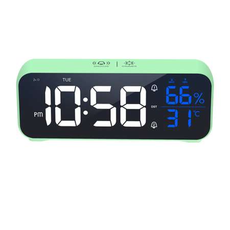 Часы электронные ARTSTYLE с встроенным аккумулятором с будильником термометром и гигрометром зеленого цвета