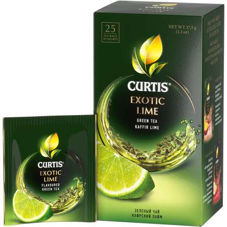 Чай зеленый Curtis Exotic Lime c ароматом лайма и цедрой цитрусовых 25 пакетиков