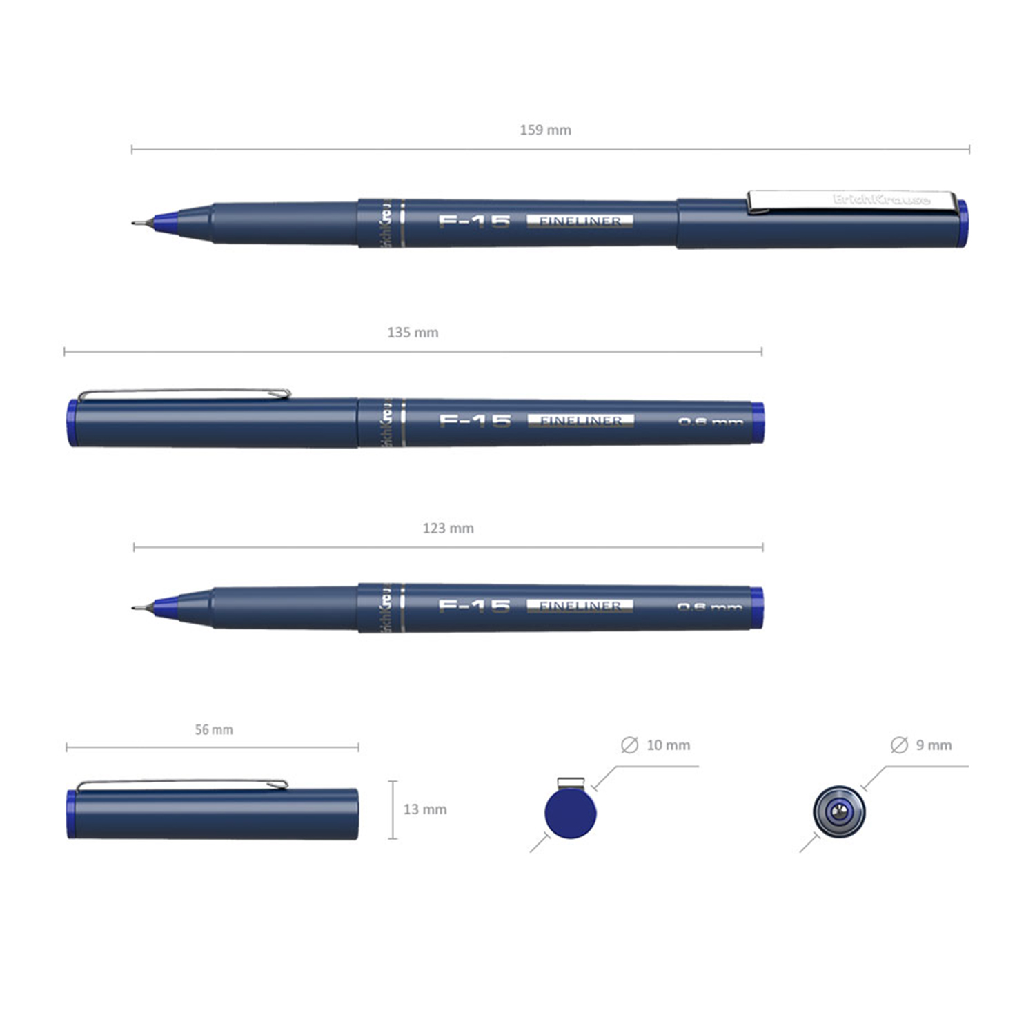 Ручка капиллярная ErichKrause F-15 цвет чернил синий черный красный в блистере 3 штуки - фото 5