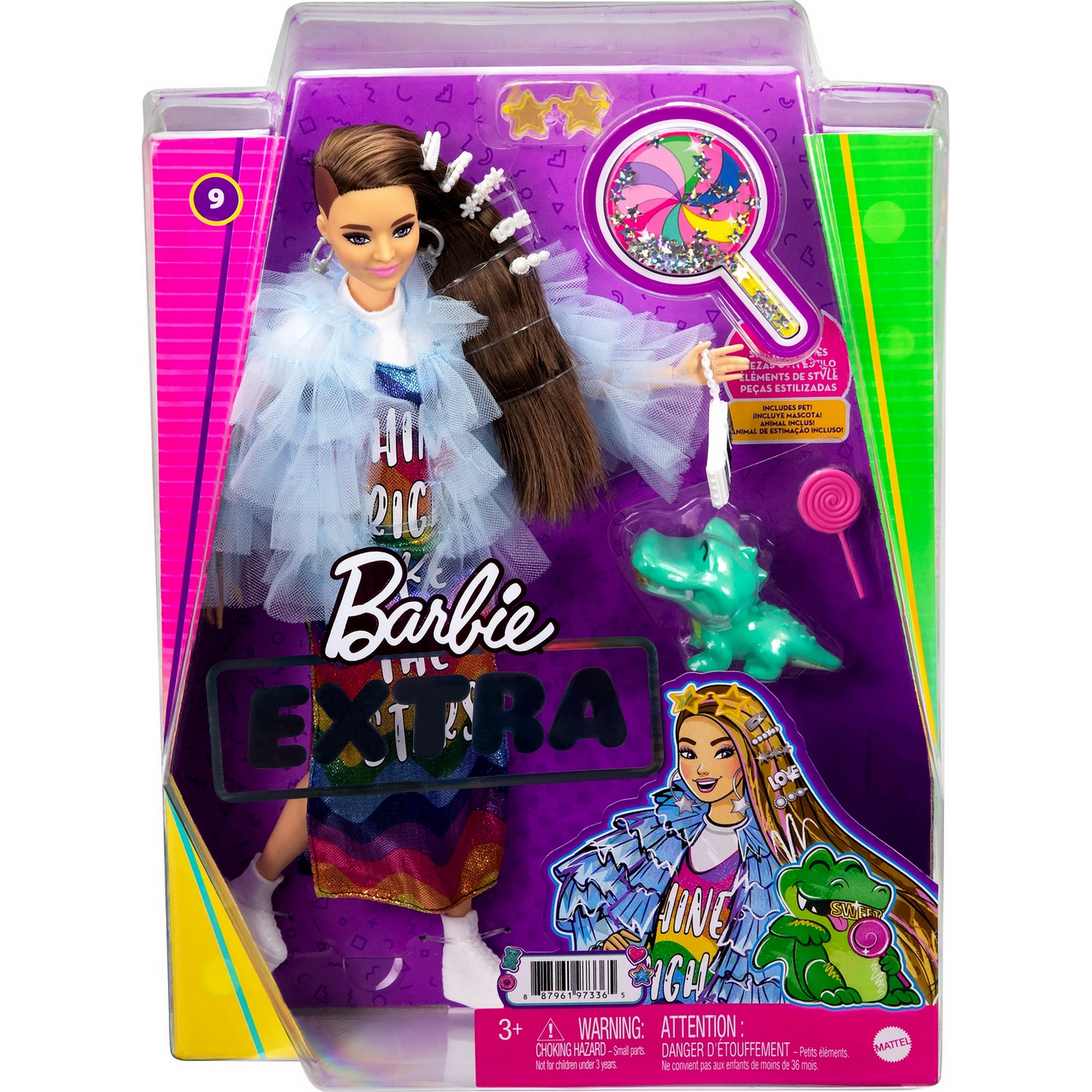 Кукла Barbie GYJ78 Экстра в радужном платье