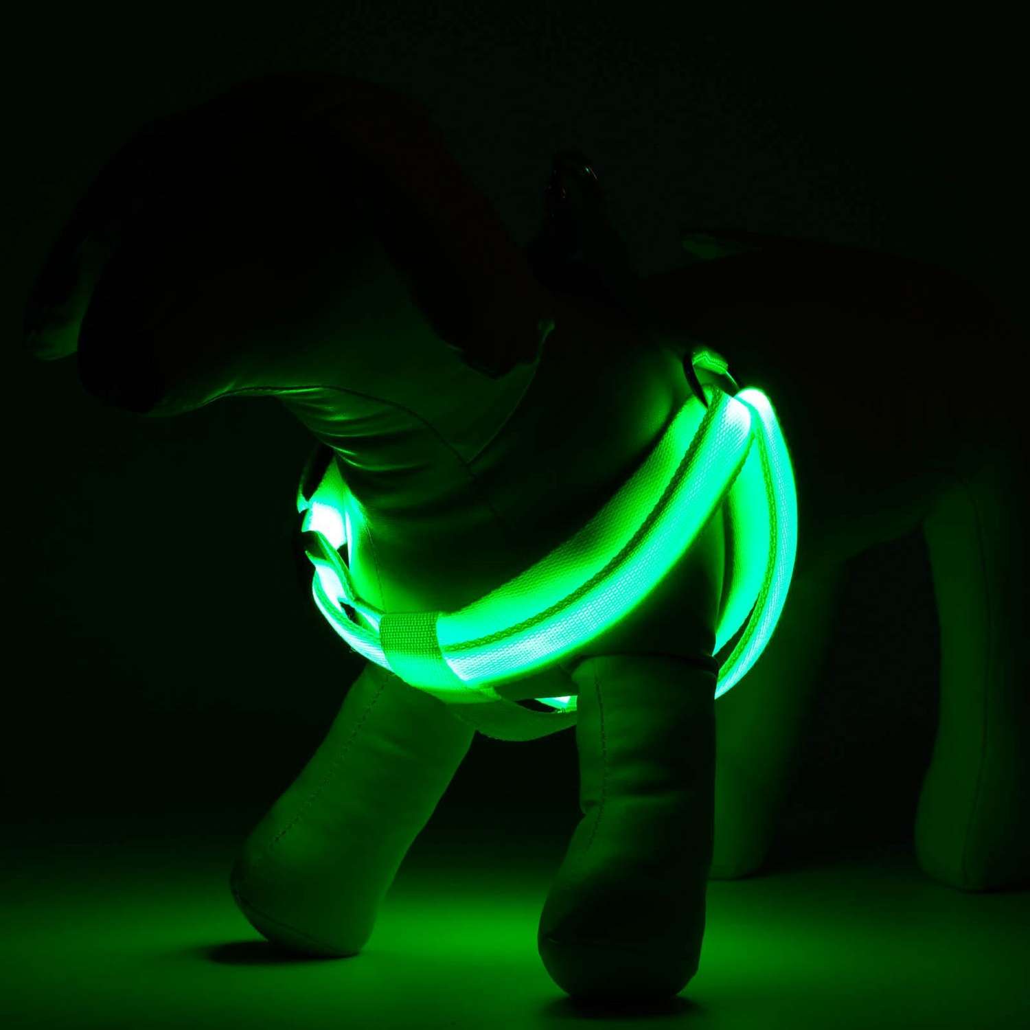 Шлейка Пижон светящаяся на батарейках XL зелёная - фото 3
