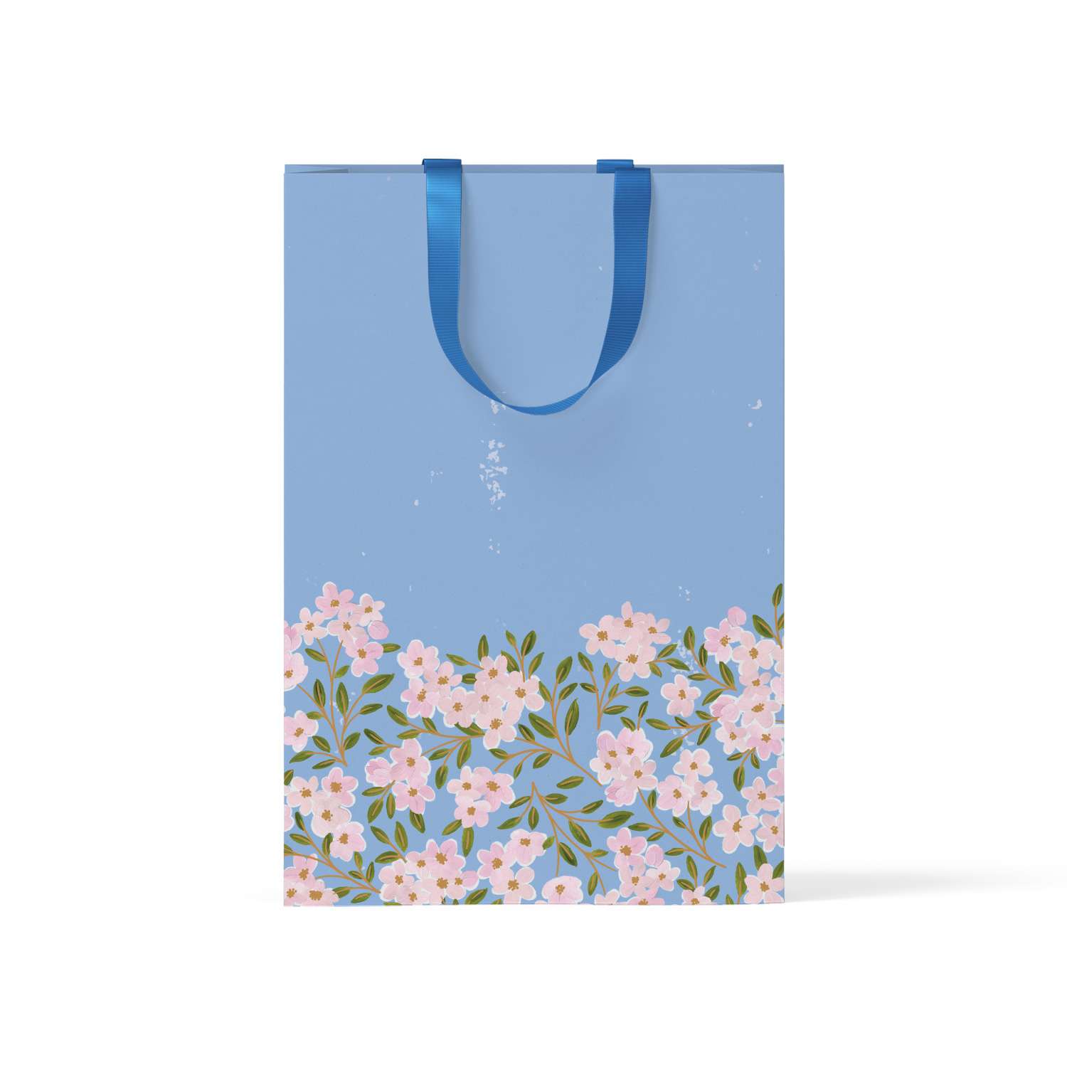 Пакет подарочный Красота в Деталях Цветы на голубом фоне 150х220х80 мм - фото 1