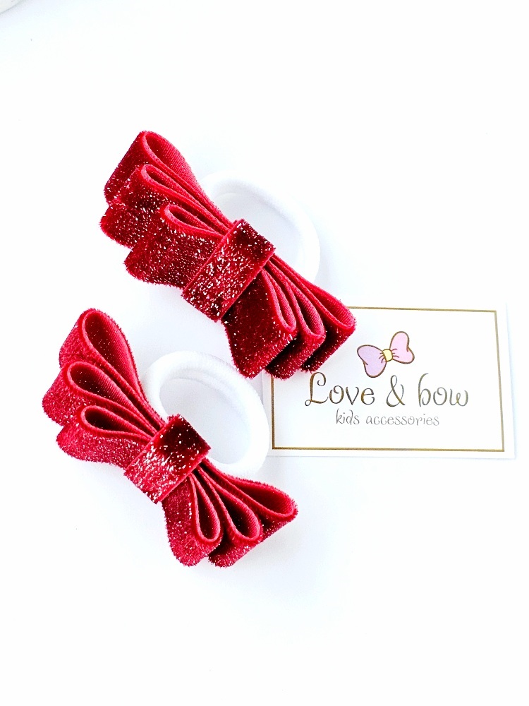 Набор резинок для волос LOVE&BOW Velvet Bow red - фото 2