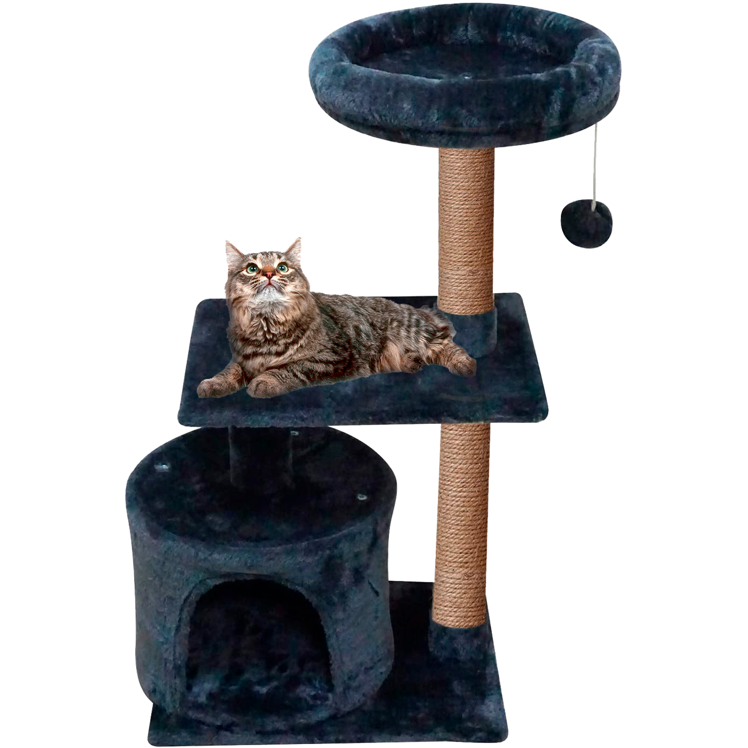 Домик для кошки с когтеточкой Pet БМФ Черный - фото 2