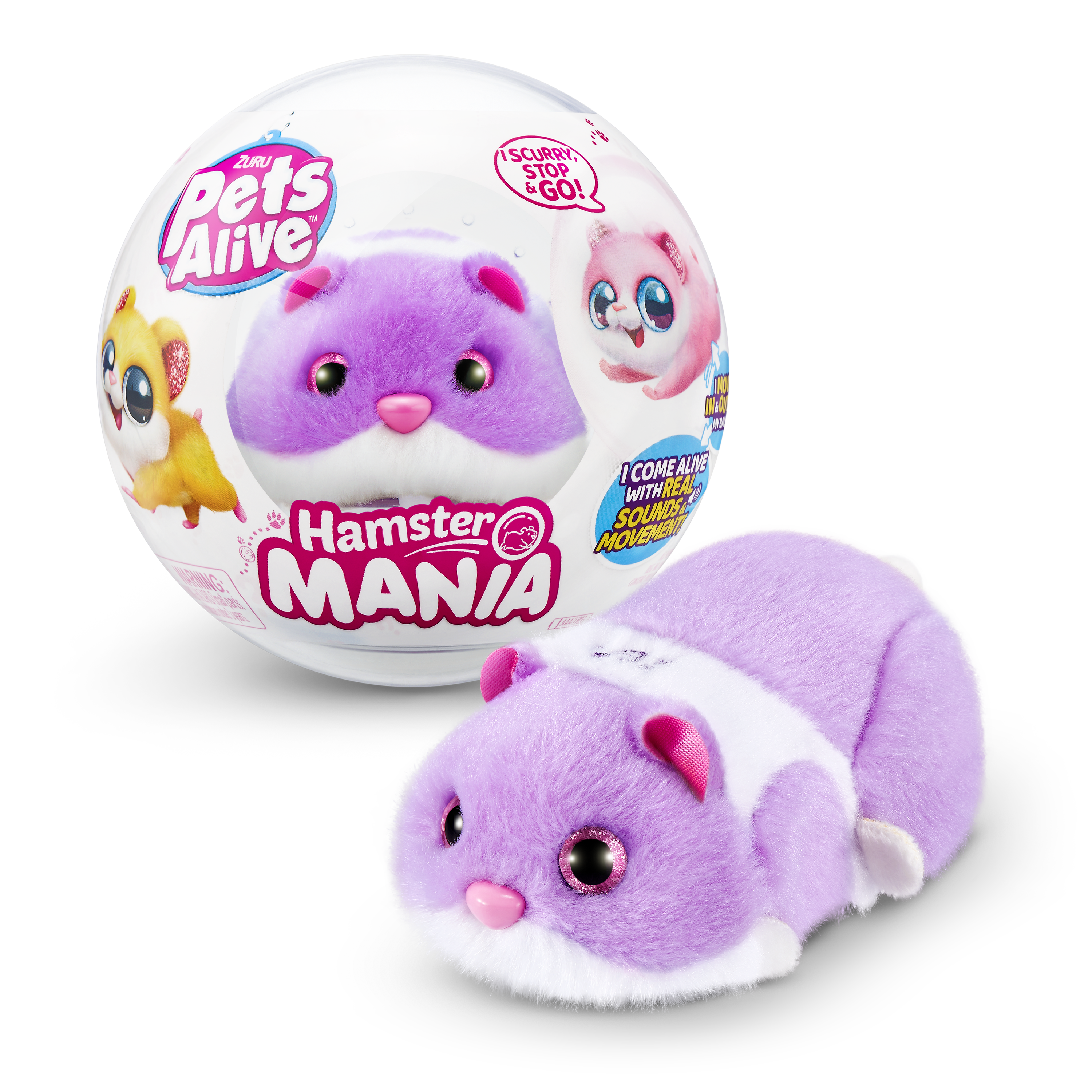 Игрушка Zuru Pets Alive Хомяк фиолетовый в шаре Hamstermania - фото 7