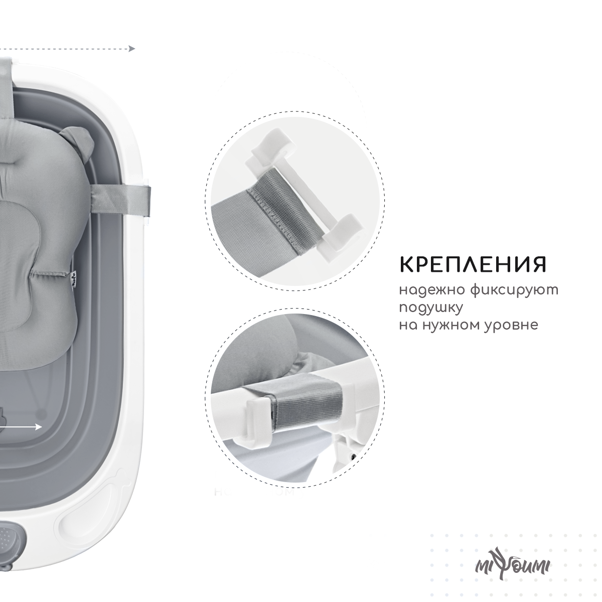 Ванночка для новорожденных Miyoumi с матрасиком складная - Cloud - фото 3