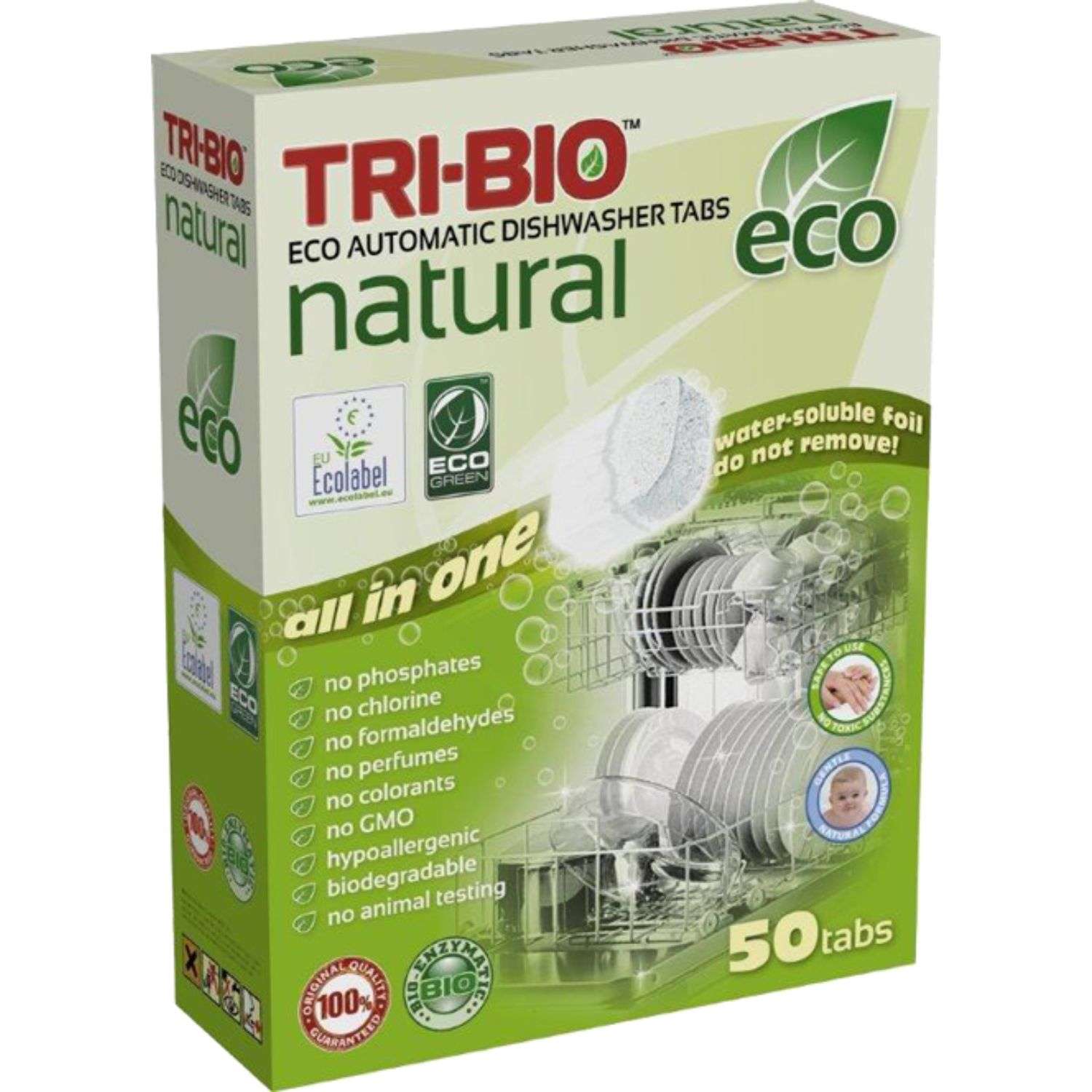 Таблетки TRI-BIO для посудомоечных машин 50 шт - фото 1