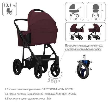 Коляска 2в1 Bebetto Explorer 05 шасси Черное