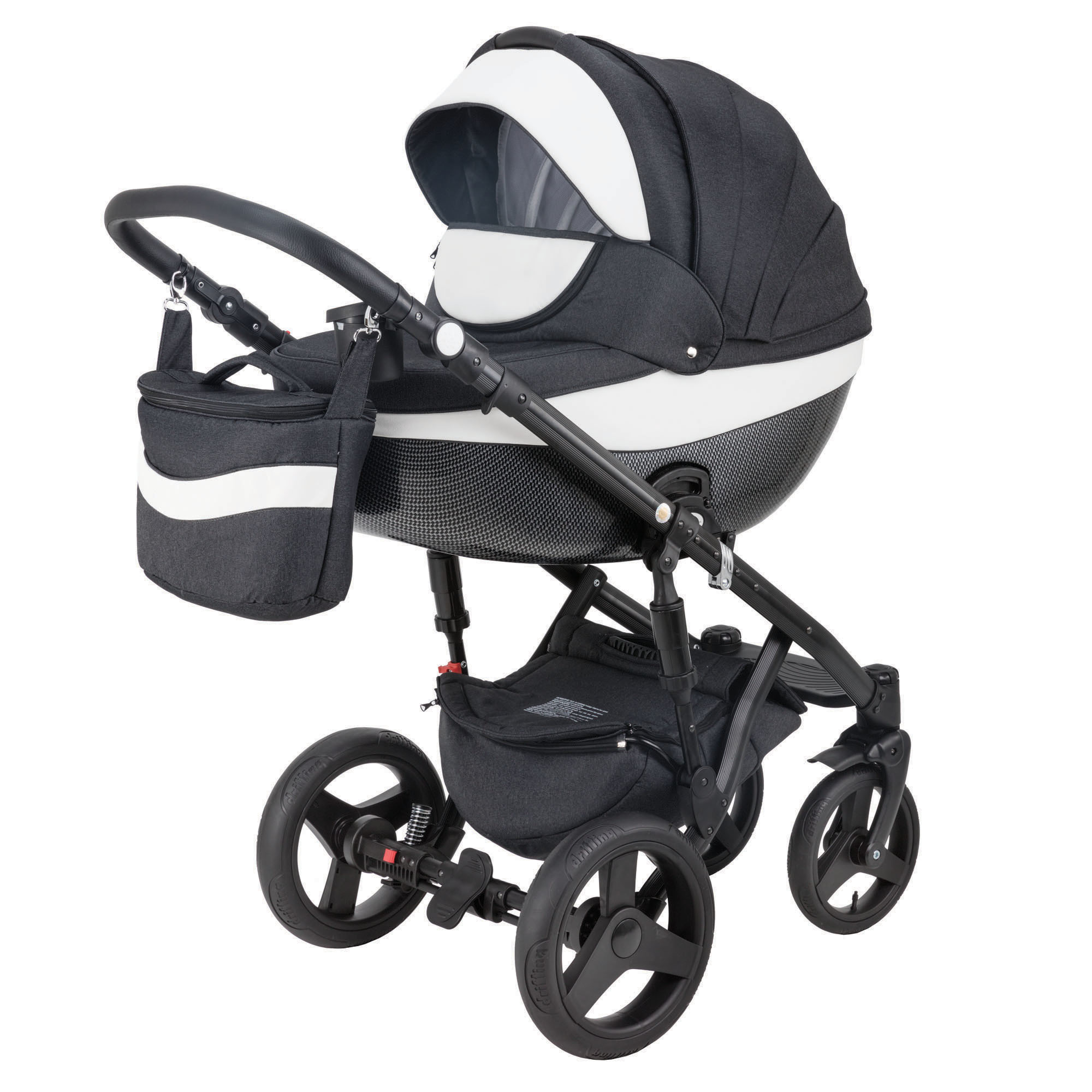 Коляска 2в1 BeBe-mobile Biagio Carbon D6 Черный+бел.кожа - фото 1