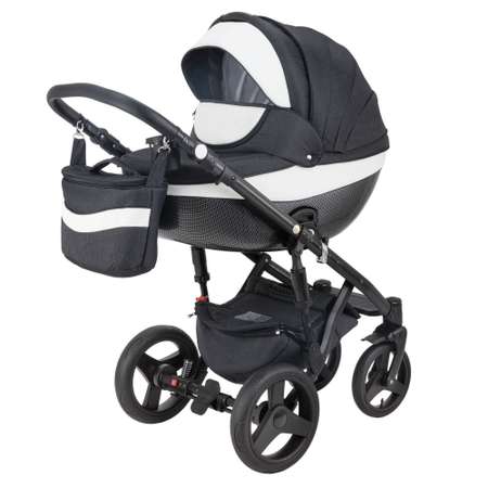 Коляска 2в1 BeBe-mobile Biagio Carbon D6 Черный+бел.кожа