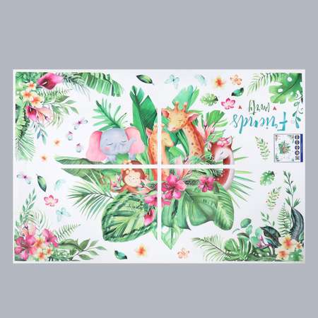 Наклейка Zabiaka пластик интерьерная цветная «Зверята спят в листьях» 60х90 см