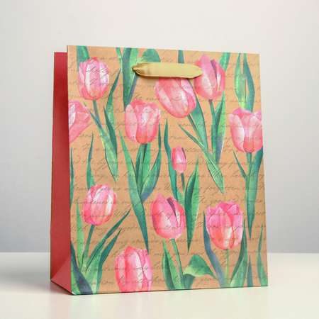 Пакет подарочный Дарите Счастье «Тюльпаны» ML