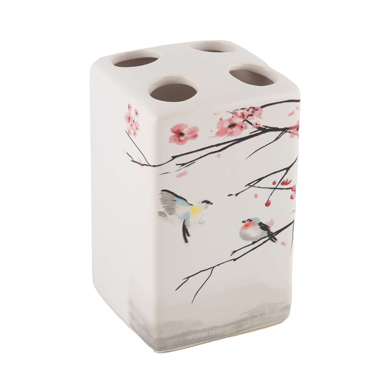 Подставка для зубных щеток Рыжий кот Сакура керамика 6.5х6.5х11 см - фото 1