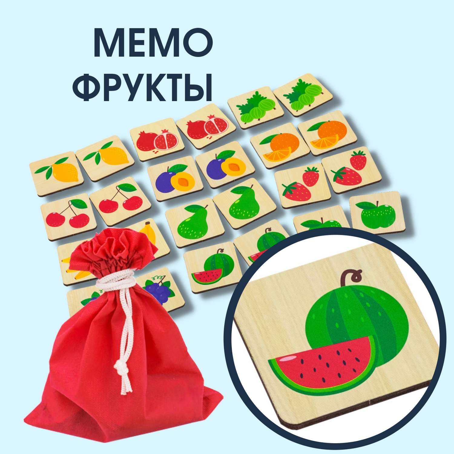 Игра настольная Ассоциации Alatoys Мемори Найди пару Фрукты - фото 1