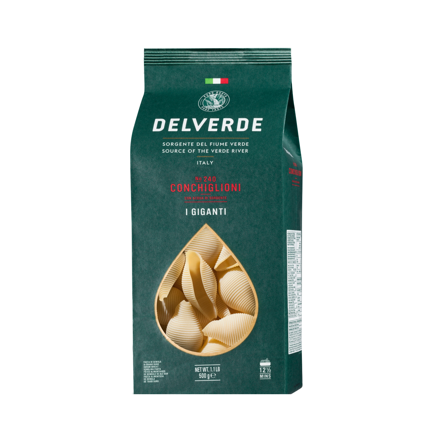 Паста Delverde ракушки Conchiglioni Rigate №240 - фото 1