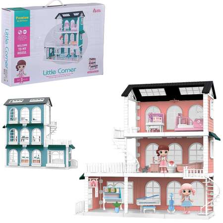 Игровой набор Модульный домик ABTOYS Собери сам 8 секций Мини куколки с питомцами В спальне В ванной В музыкальной комнате