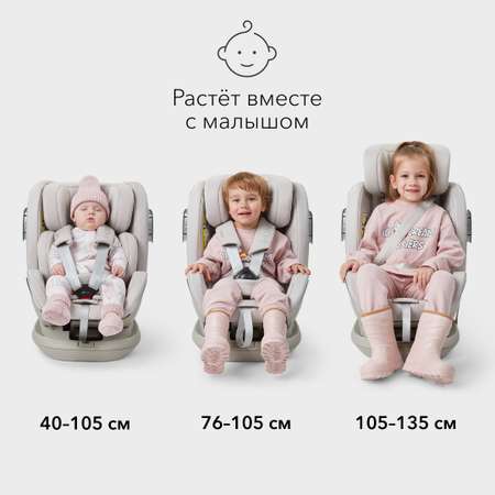 Автокресло i-size Happy Baby I-UNIX поворотная база теплый серый