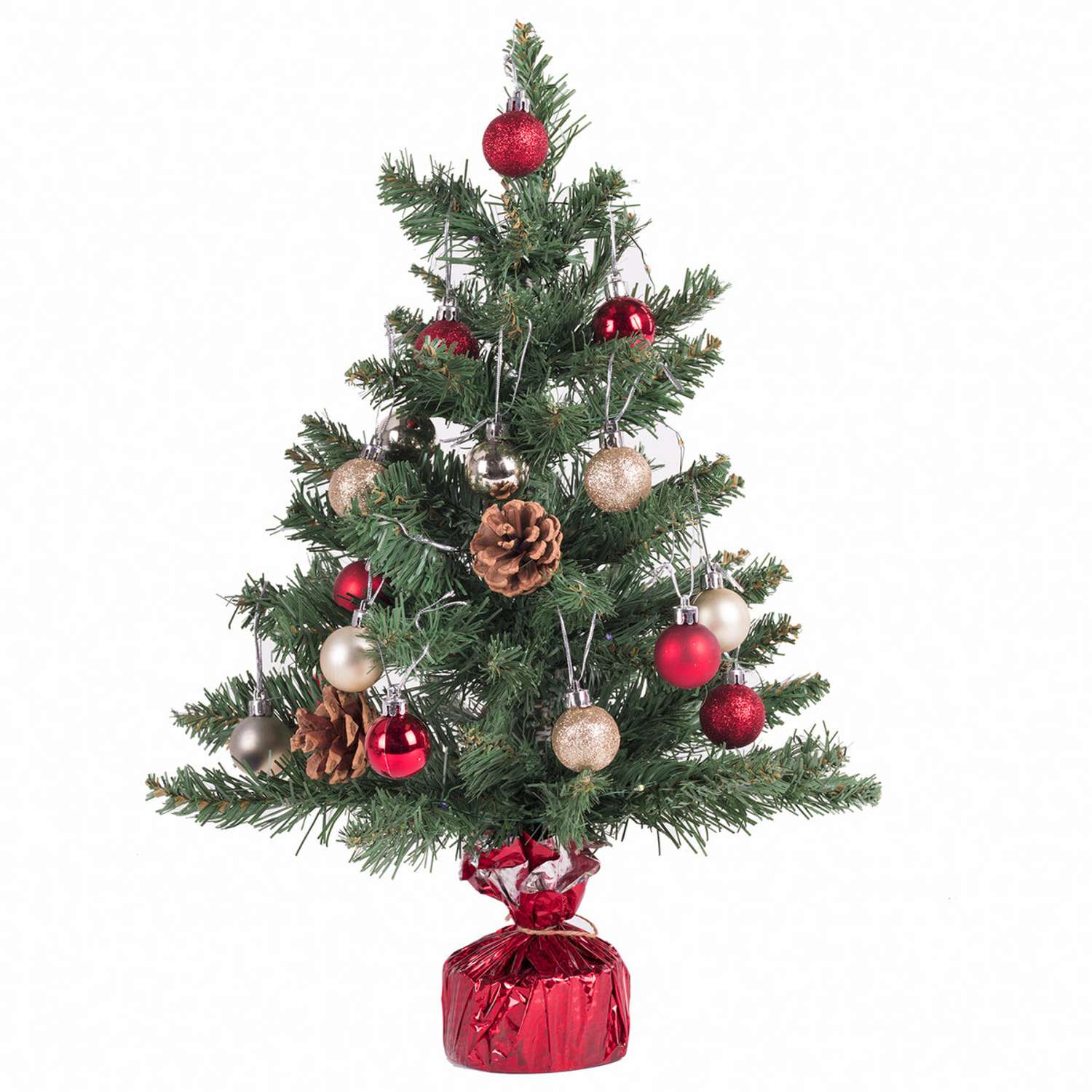 Новогодняя елка Золотая сказка искусственная декоративная 50 см зеленая с гирляндой и игрушками - фото 1