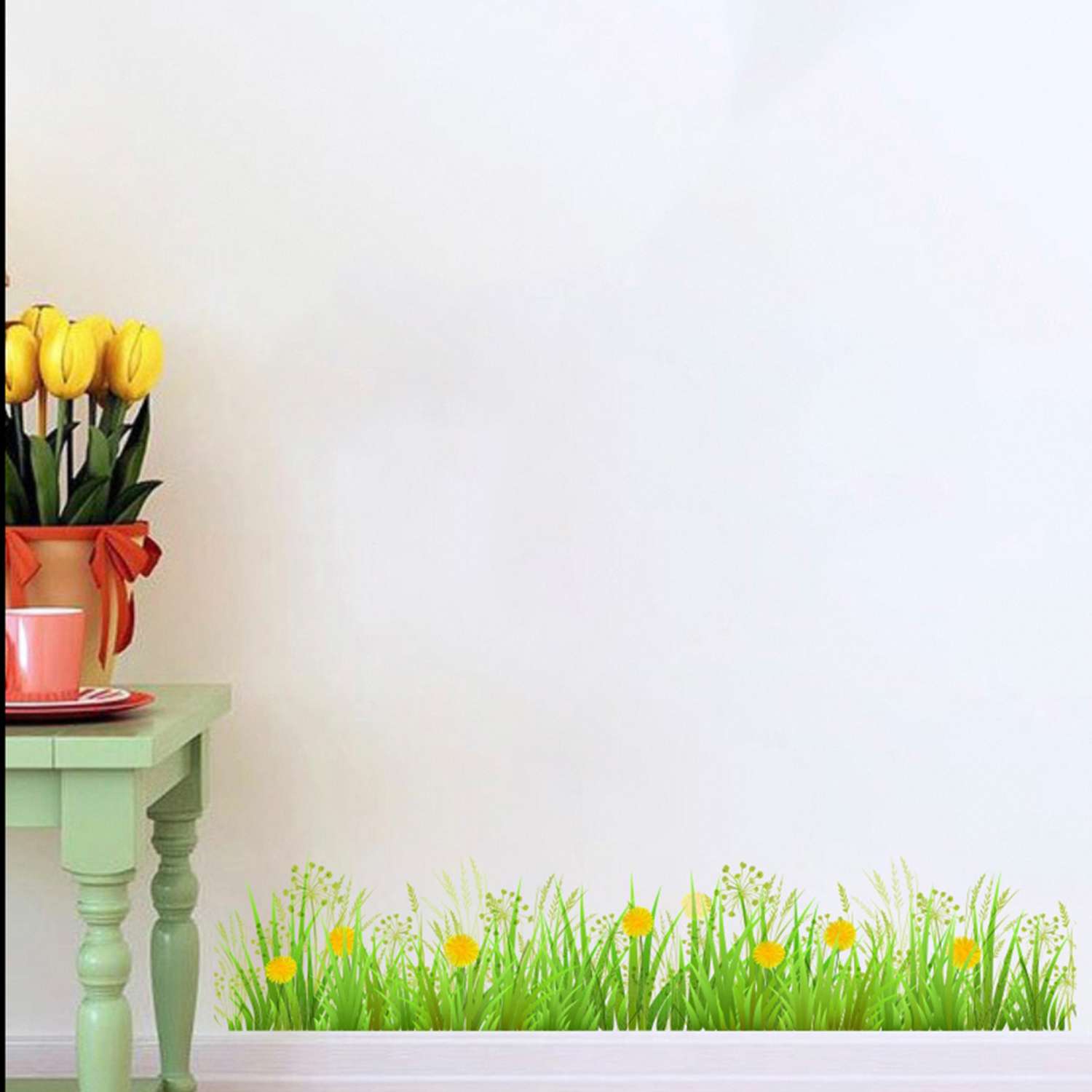 Наклейка интерьерная Woozzee Бордюр из травы с одуванчиками - фото 4