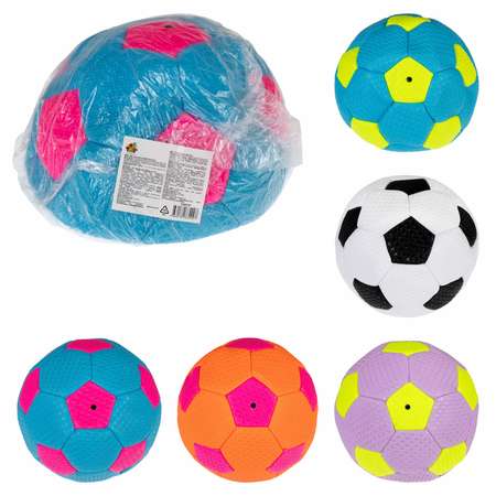 Мяч футбольный 1TOY размер 5 голубой с розовым