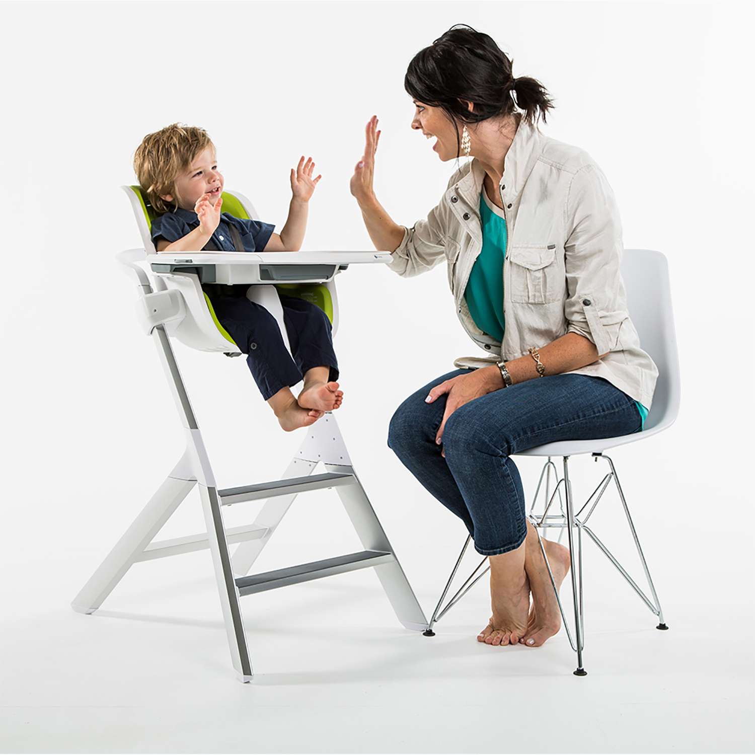 Стульчик для кормления 4Moms High-chair белый/зеленый - фото 4