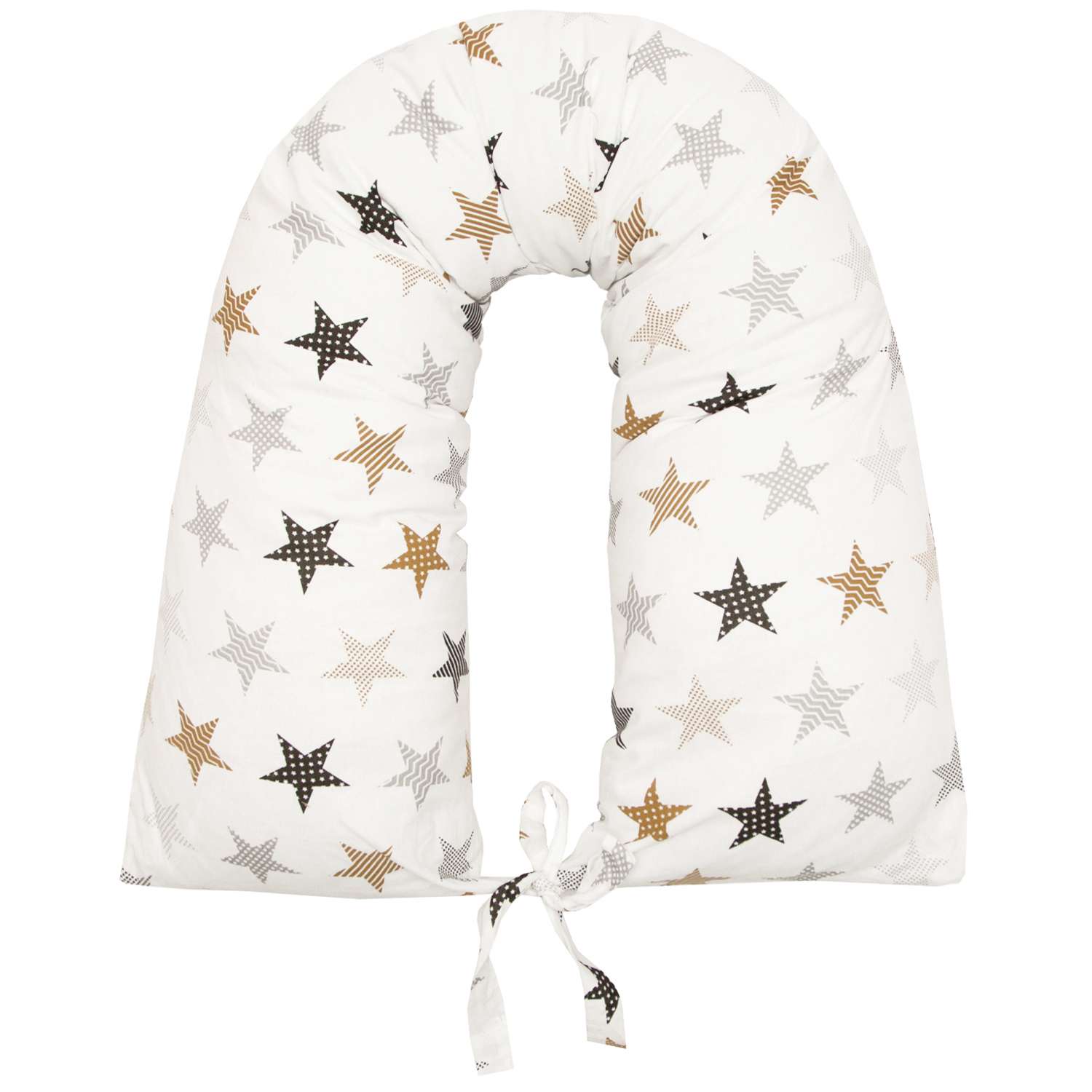 Подушка AmaroBaby для беременных валик 170х35 см Звезды пэчворк белый - фото 3
