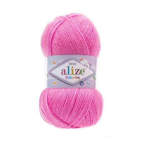 Пряжа для вязания Alize sekerim bebe 100 гр 320 м акрил для мягких игрушек 157 ярко розовый 5 мотков