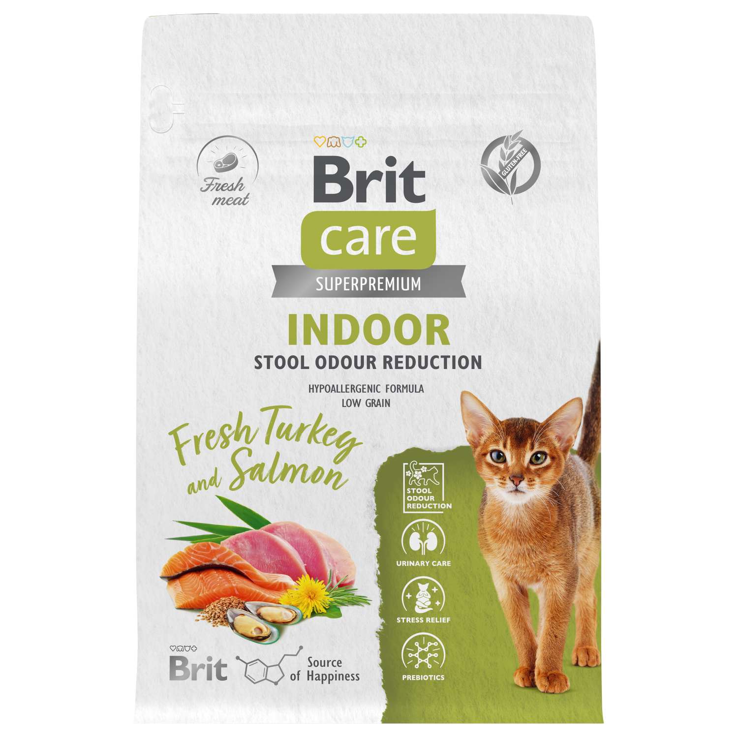 Корм для кошек Brit Care 0.4кг взрослых с индейкой и лососем сухой - фото 1