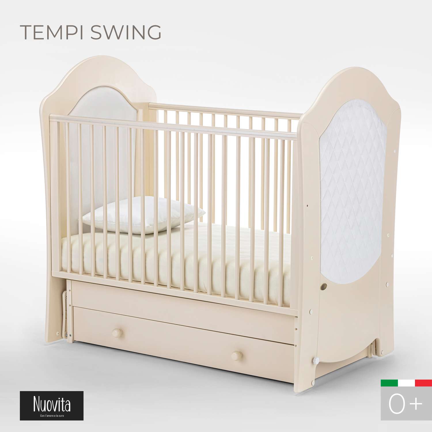 Детская кроватка Nuovita Tempi Swing прямоугольная, поперечный маятник (слоновая кость) - фото 2