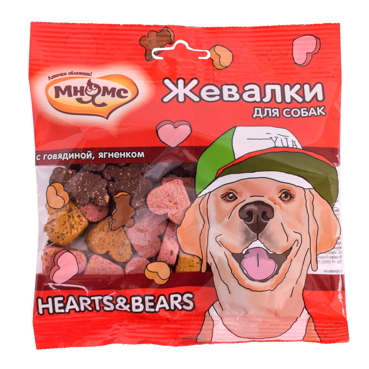 Лакомство для собак Мнямс Жевалки Hearts bears с говядиной-ягненком 150г - фото 1